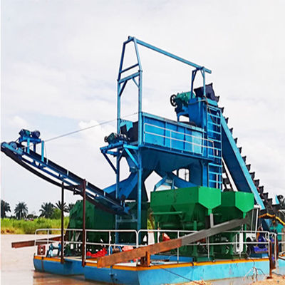 24m-38m Total Length Hydrocyclone Cyclone Type High Capacity Chain Bucket Gold Dredger