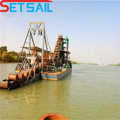 Chain Bucket Lake Sand Gold and Diamond Mining Dredger with 0.035m3-1.2m3 Capacity