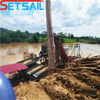 Chain Bucket Lake Sand Gold and Diamond Mining Dredger with 0.035m3-1.2m3 Capacity