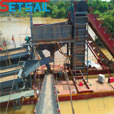 Chain Bucket Lake Sand Gold and Diamond Mining Dredger with 0.035m3-1.2m3 Capacity