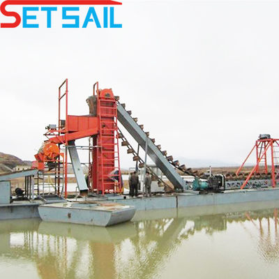 Chain Bucket Lake Sand Gold and Diamond Mining Dredger with 0.035m3-1.2m3 Capacity