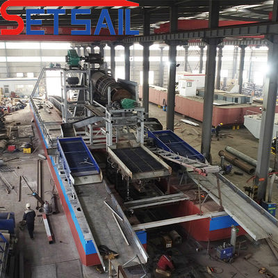 Total Length 24m-38m River Mining Diamond Dredger with Chain Bucket and Centrifuge
