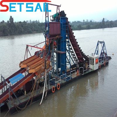 US Customized River Gold Chain Bucket Dredger with Hydrocyclone and Agitation Chute
