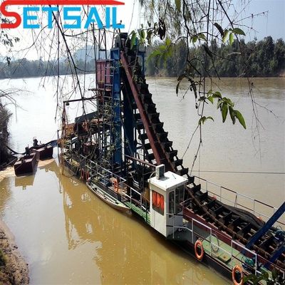 US Customized River Gold Chain Bucket Dredger with Hydrocyclone and Agitation Chute
