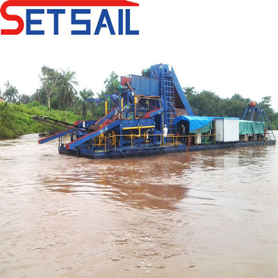 250m3/Hour Bucket Chain Gold Dredger with 4kw*3-15kw*3 Migration Device Quantity