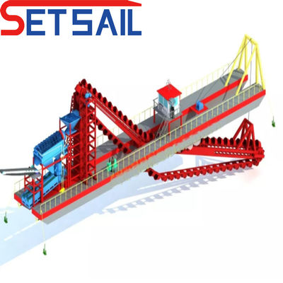 4kw X 3-10kw X3 Migration Device Chain Bucket Gold Dredger for River Mining Machinery