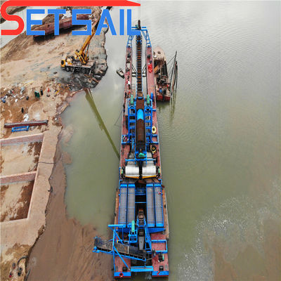 Hull Dimension 23m-49m Customized Chain Bucket River Sand Gold Dredger with Trommel Screen