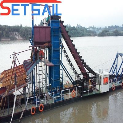 Hull Dimension 23m-49m Customized Chain Bucket River Sand Gold Dredger with Trommel Screen