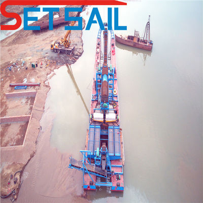Chain Bucket River Sand Gold Machine with Agitation Chute within 23m-49m Hull Dimension