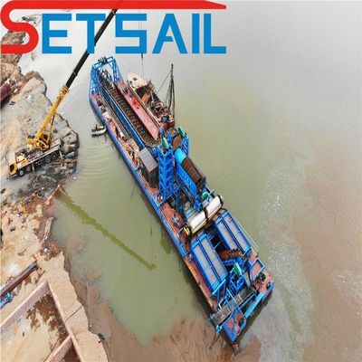 Chain Bucket River Sand Gold Machine with Agitation Chute within 23m-49m Hull Dimension