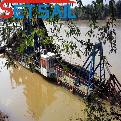 Width 4.5m-10m Customized Chain Bucket River Gold Mining Dredger with Agitation Chute