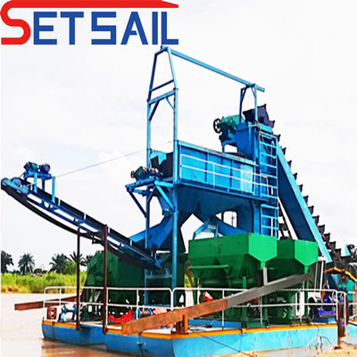 US Currency CTN Slot Type Chain Bucket Gold Diamond Mining Dredger with Jigging Machinery