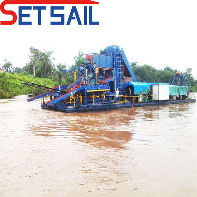 US Currency CTN Slot Type Chain Bucket Gold Diamond Mining Dredger with Jigging Machinery