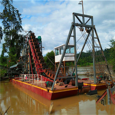 Chain Bucket Sand Gold / Diamond Dredger with Jigging Machine and Agitation Equipment